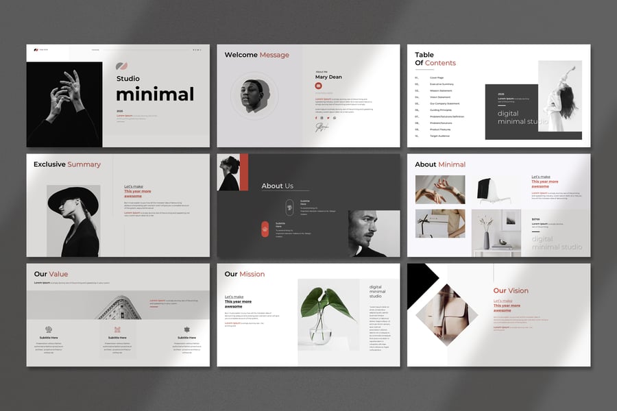 极简主义演示模板PPT模版 (PPTX)