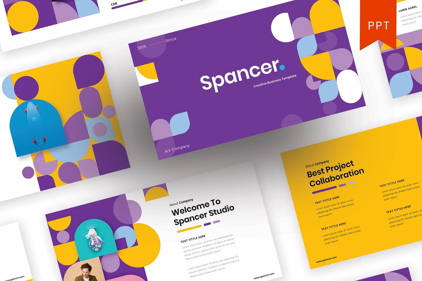 时尚清新几何图形创意powerpoint幻灯片演示模板（pptx）