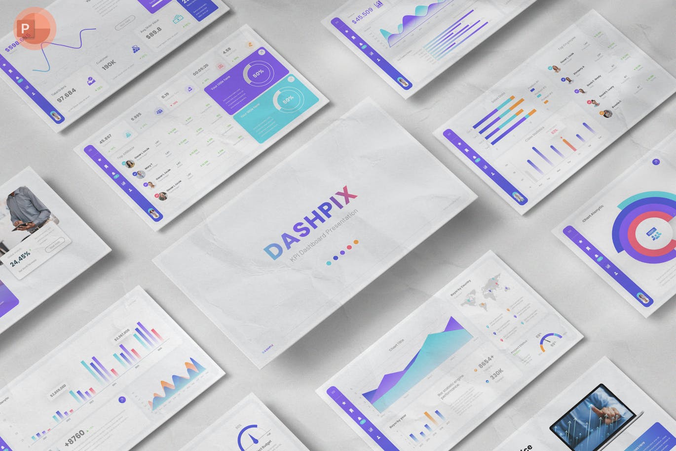 KPI 仪表板 PPT模版 (PPTX,PPT)