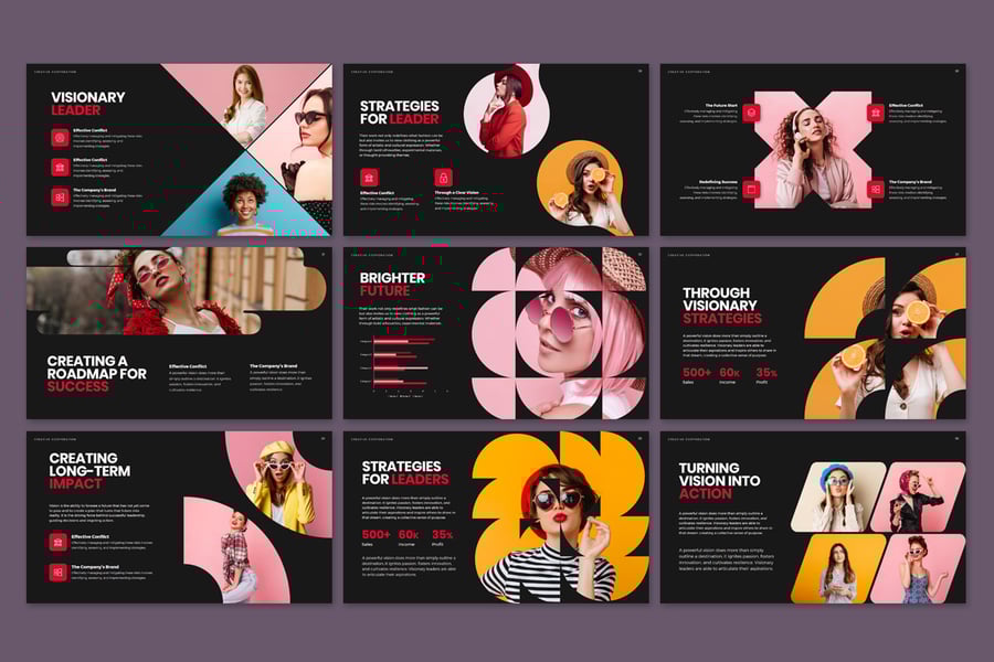 时尚中型幻灯片 PPT模板 (PPTX)