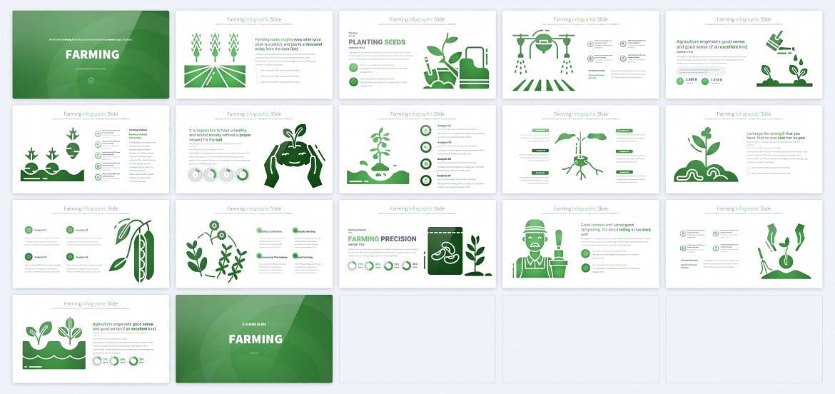 农业信息图表幻灯片ppt模板 (PPTX,PDF)