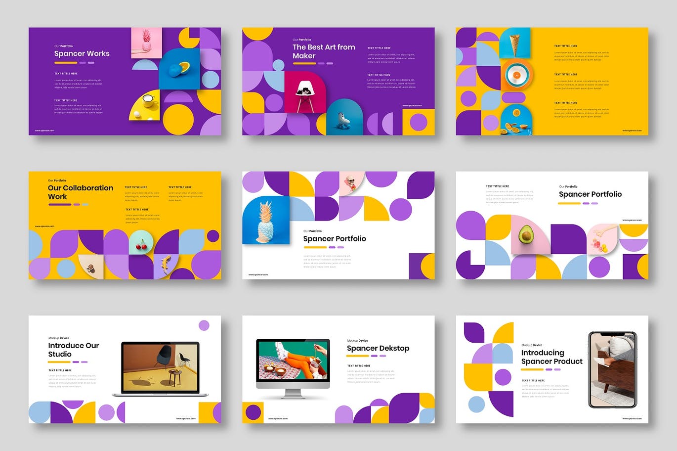 时尚清新几何图形创意powerpoint幻灯片演示模板（pptx）