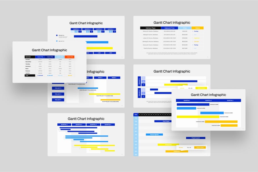 甘特图演示PPT模版 (PPTX)