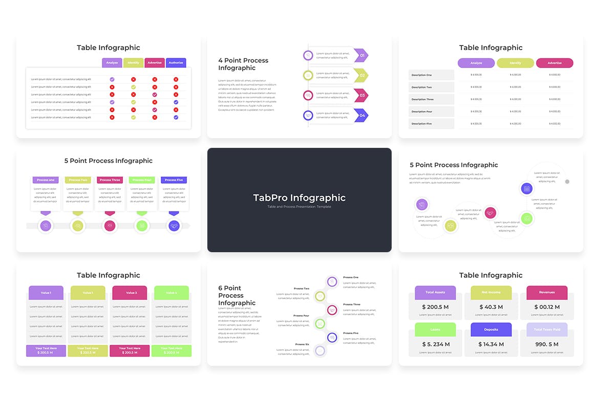 信息图表和流程ppt模板 (PPTX)