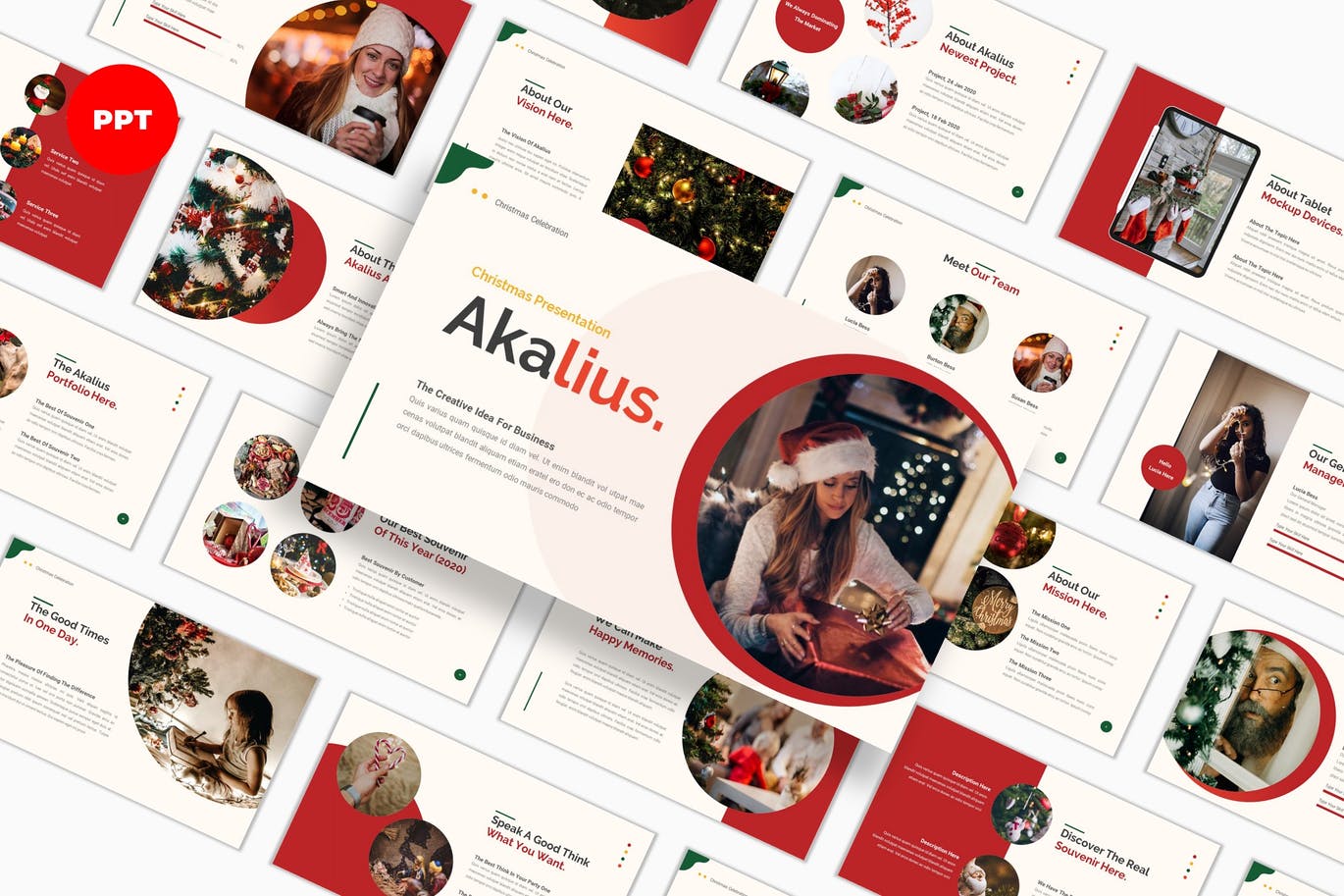 新年圣诞节风格的多用途powerpoint幻灯片演示模板（pptx）
