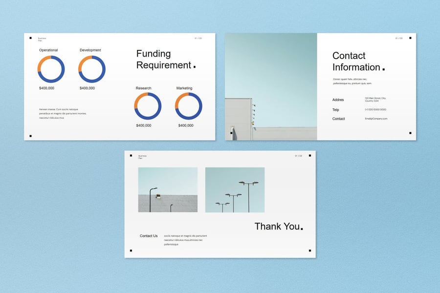 蓝色瑞士风格商业计划演示PPT模版 (PPT)