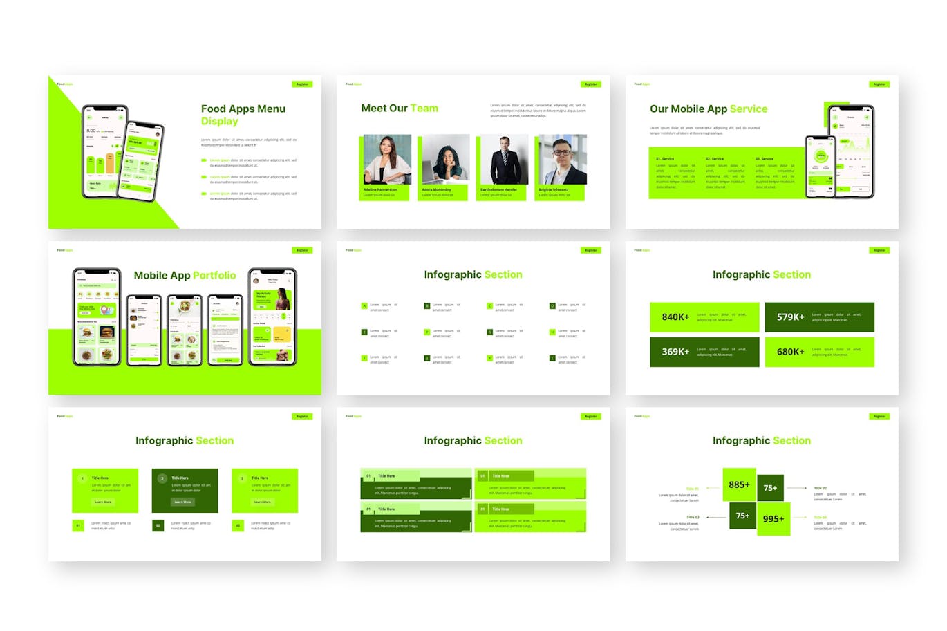 食品应用程序PPT模版 (PPTX)