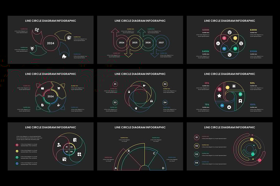 线圆图信息图表PPT模版 (PPTX)