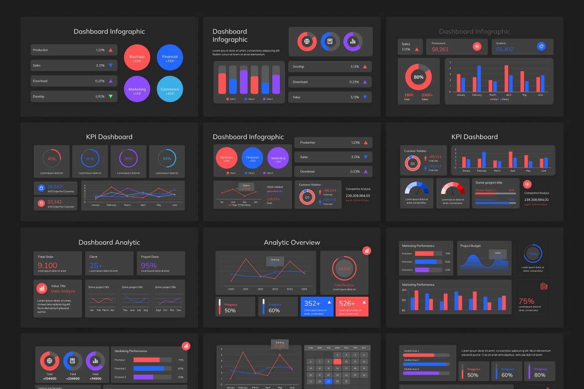 仪表板信息图PPT模版 (PPTX)