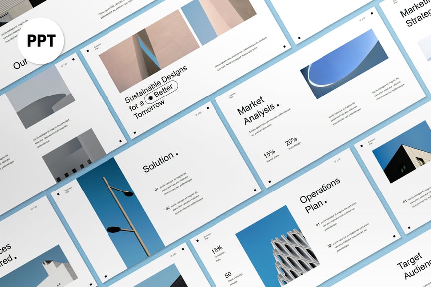 蓝色瑞士风格商业计划演示PPT模版 (PPT)