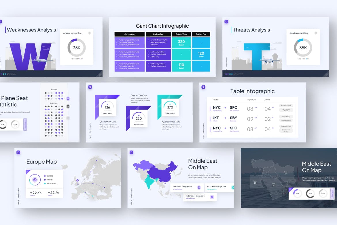 旅行信息图表PPT模版 (PPTX)