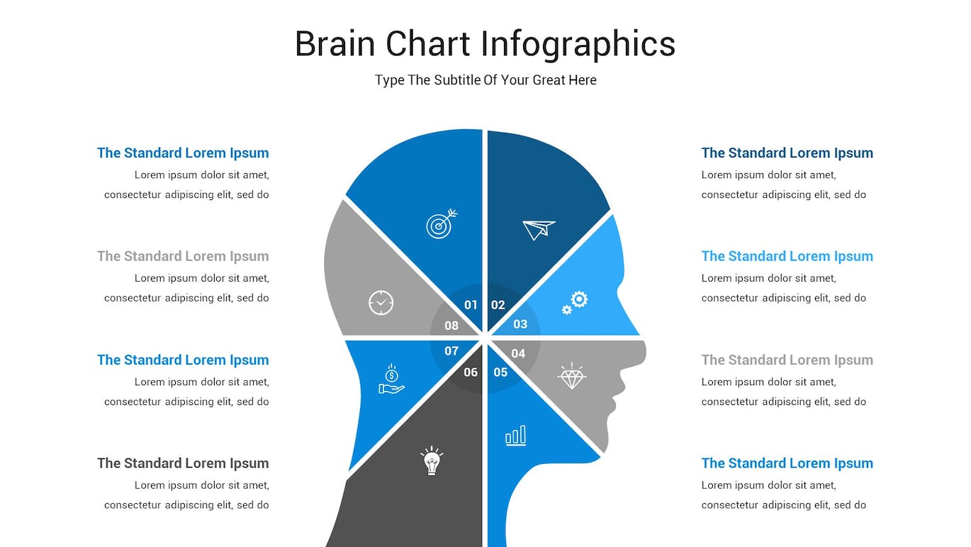 大脑图表数据展示ppt模板 (PPTX)