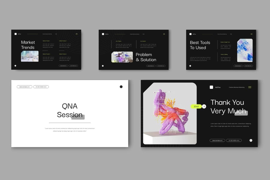 黑白创意营销演示 PPT模板 (PPT,PPTX)