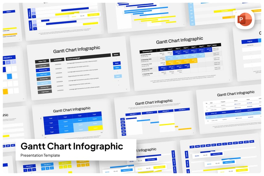 甘特图演示PPT模版 (PPTX)