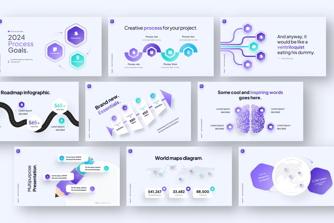 几何信息图表PPT模版 (PPTX)