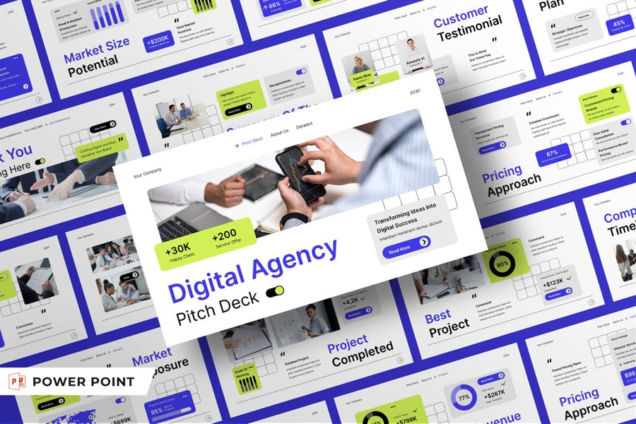 白色 蓝色 绿色 现代融资演讲稿 PPT模版 (PPT,PPTX)