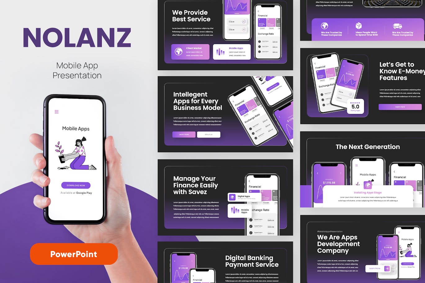 移动应用程序 PPT模板 (PPTX)
