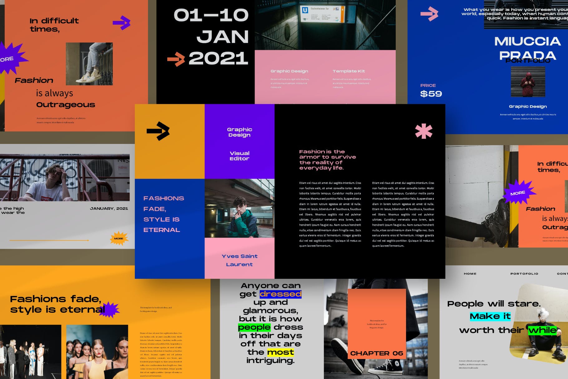 时尚大色块PPT模板（PPTX）