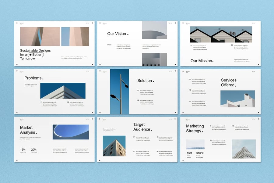 蓝色瑞士风格商业计划演示PPT模版 (PPT)