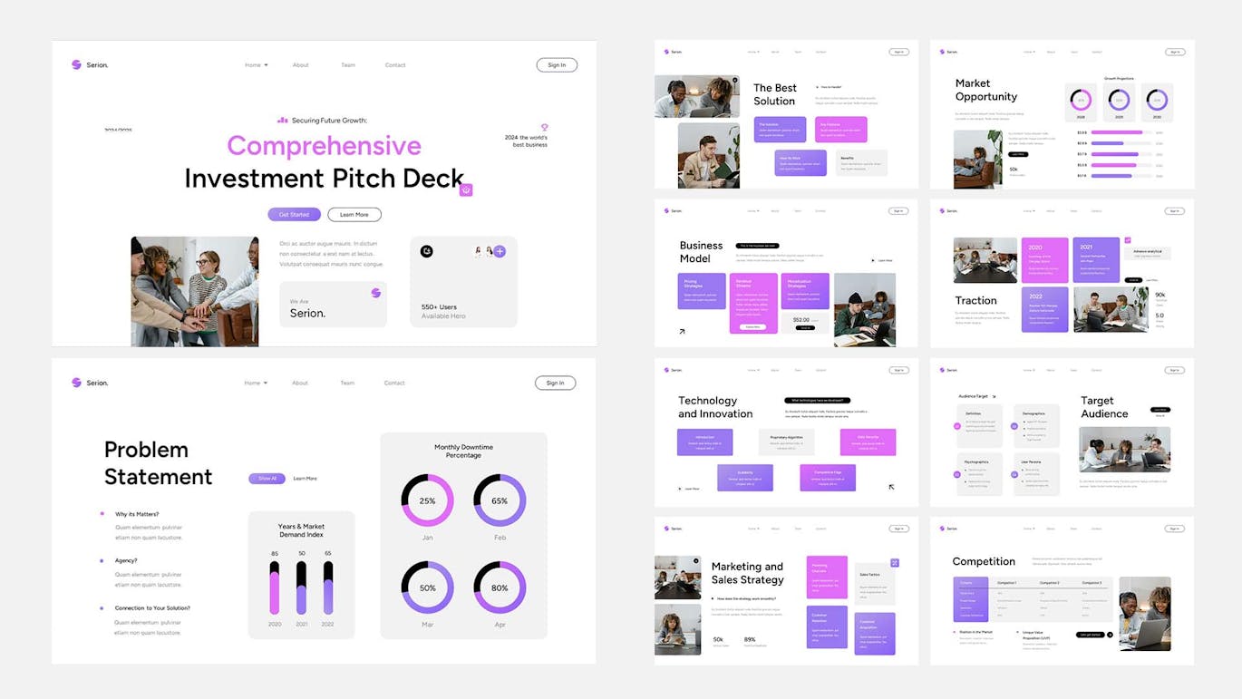 白色粉色紫色现代投资宣传演讲稿PPT模版 (PPTX,PPT)