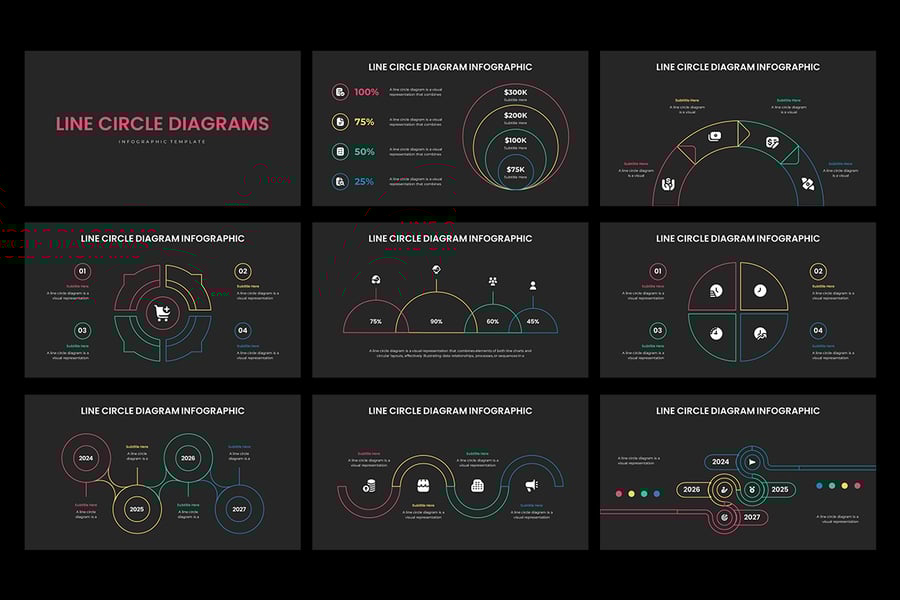 线圆图信息图表PPT模版 (PPTX)