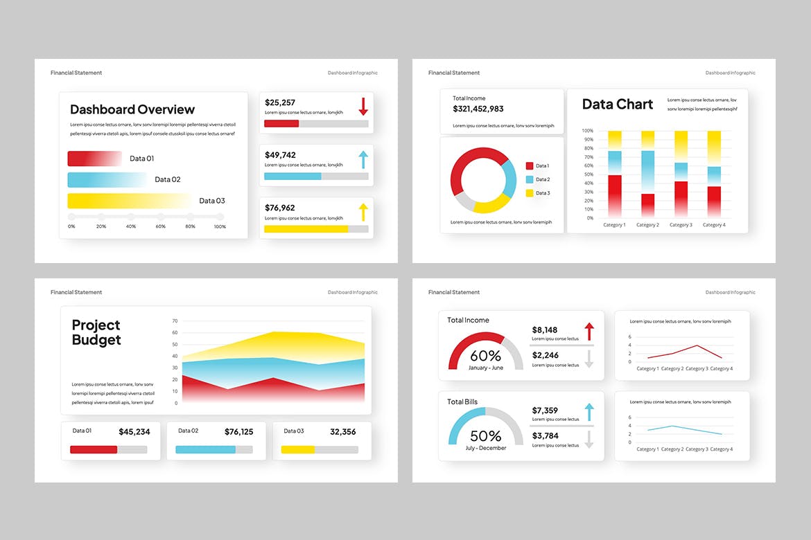 仪表板信息图表PPT模版 (PPTX)
