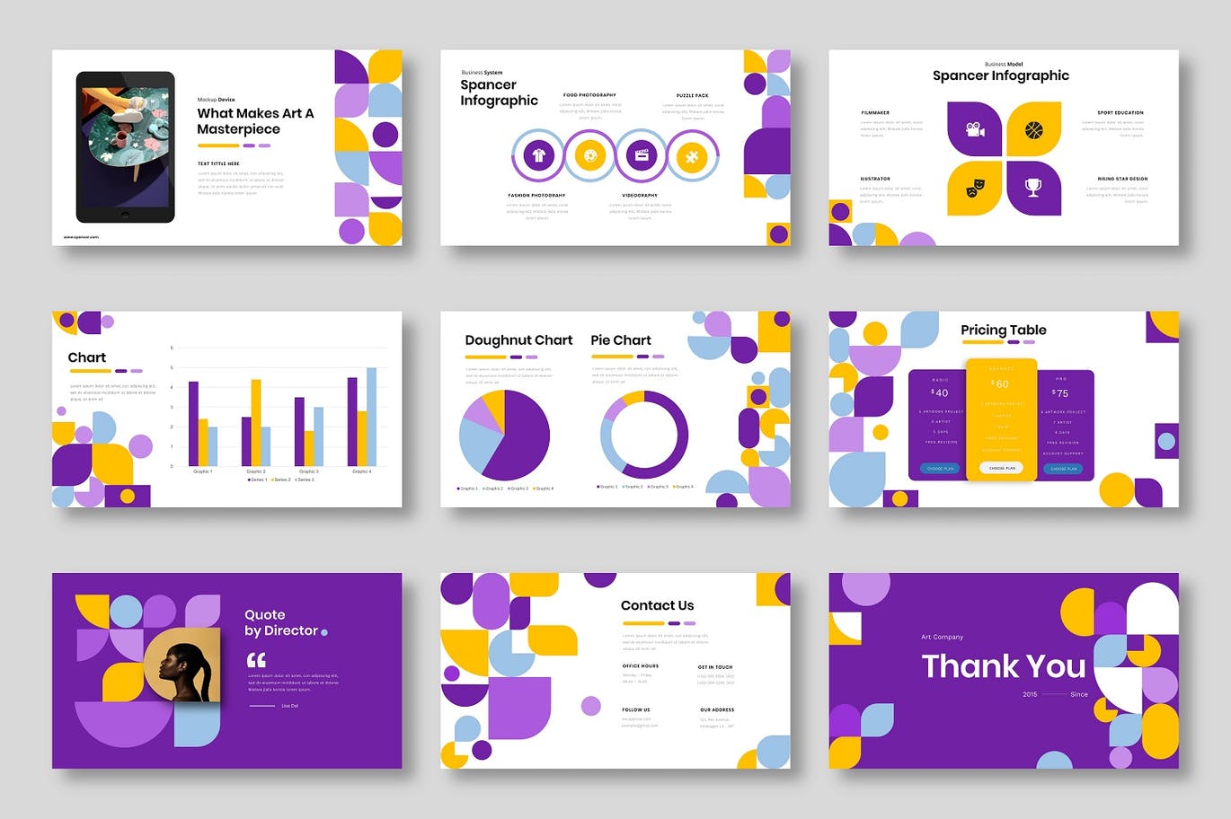 时尚清新几何图形创意powerpoint幻灯片演示模板（pptx）