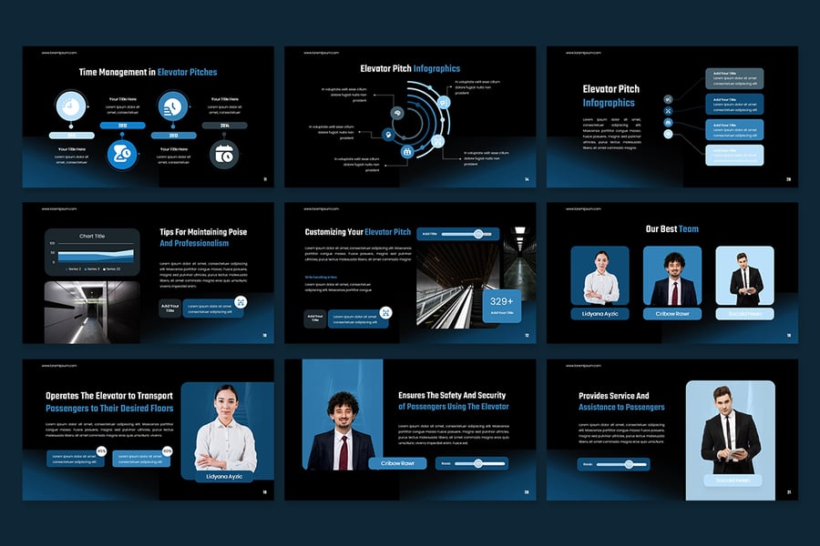 电梯推介示例PPT模版 (PPTX)