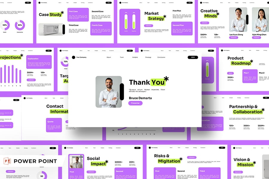 白色 紫色 黄色 产品介绍 PPT模版 (PPT,PPTX)