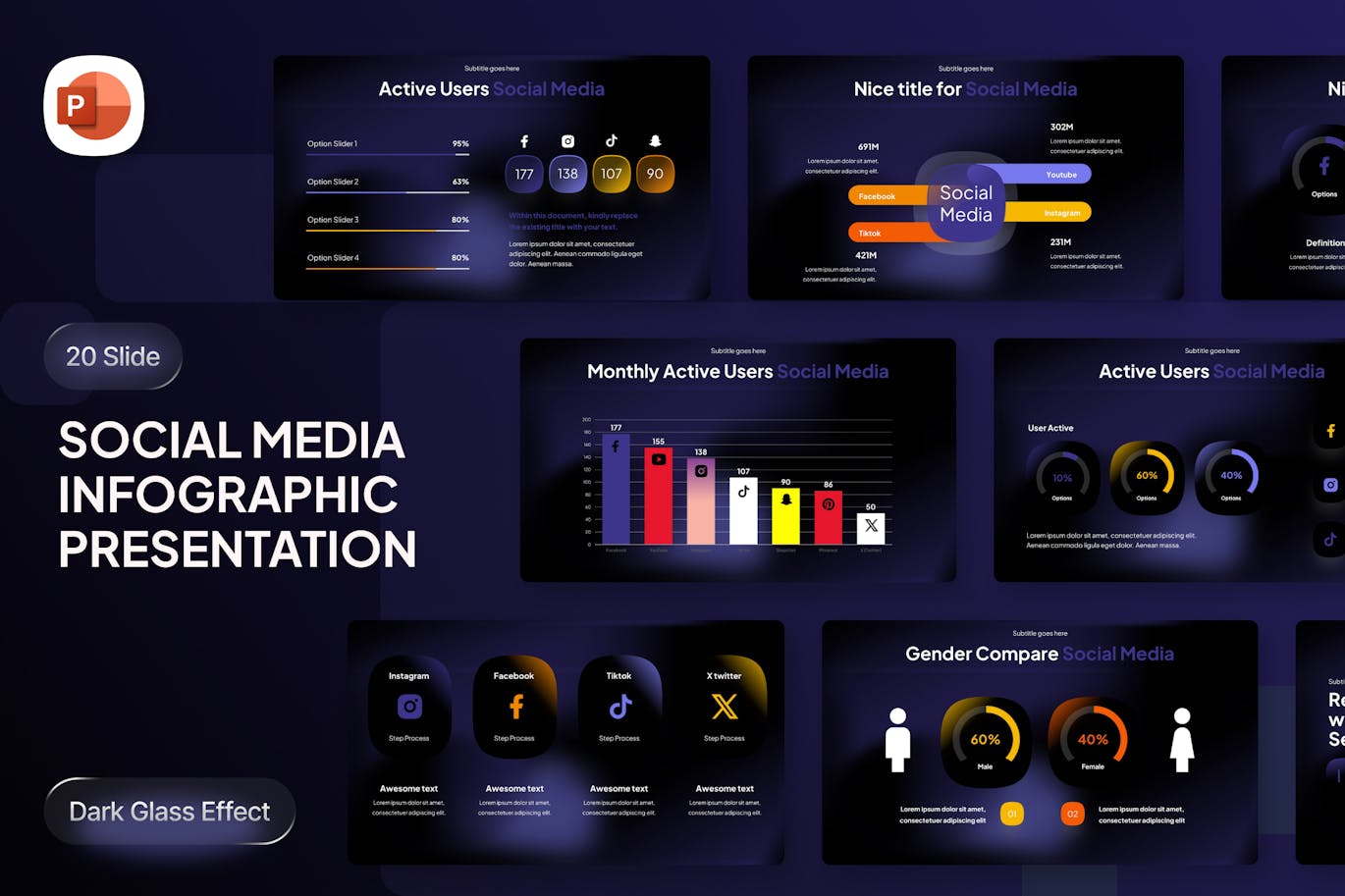 社交媒体   信息图表 PPT模版 (PPTX)