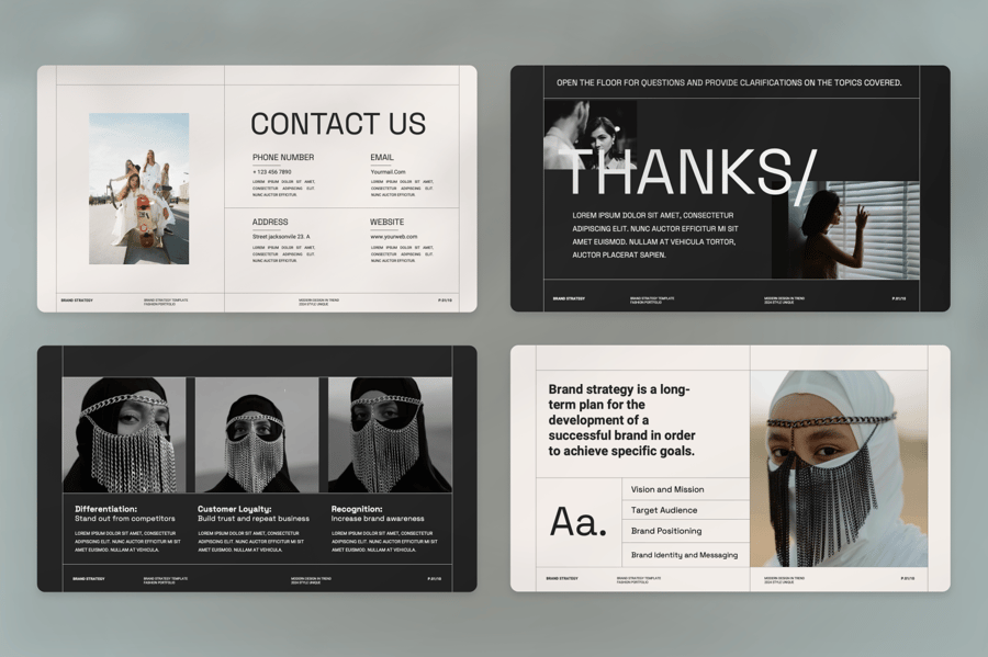 品牌策略指南演示 PPT模板 (PPTX)