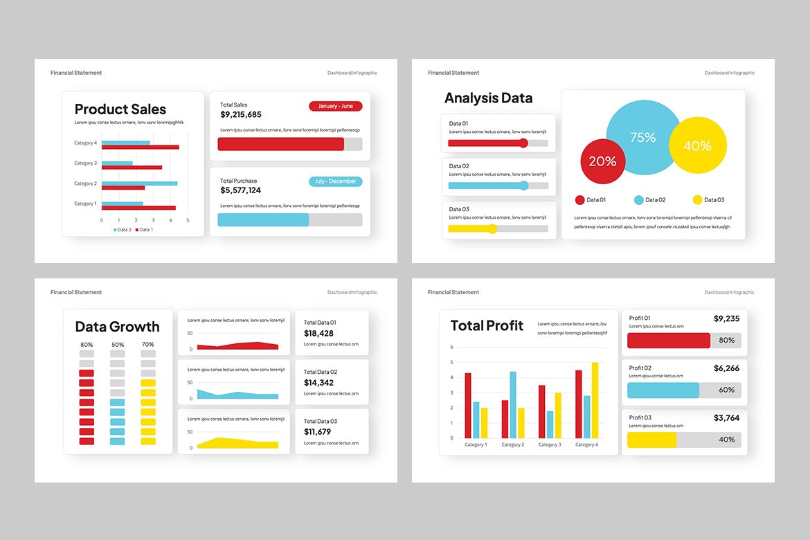 仪表板信息图表PPT模版 (PPTX)