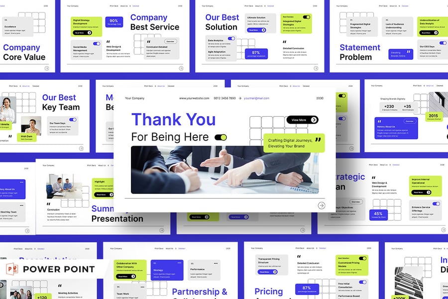 白色 蓝色 绿色 现代融资演讲稿 PPT模版 (PPT,PPTX)