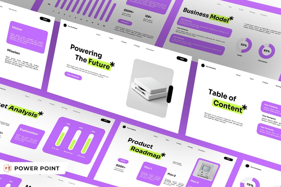 白色 紫色 黄色 产品介绍 PPT模版 (PPT,PPTX)