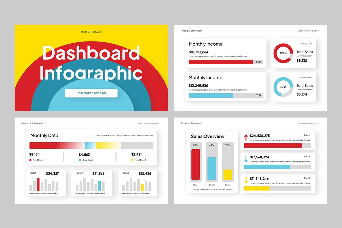 仪表板信息图表PPT模版 (PPTX)