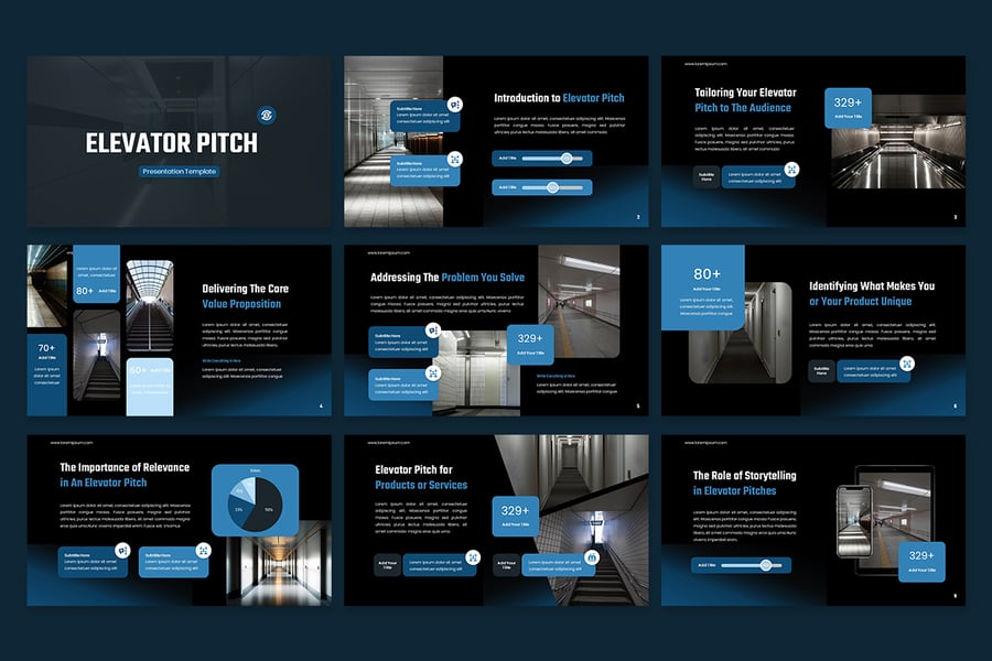 电梯推介示例PPT模版 (PPTX)