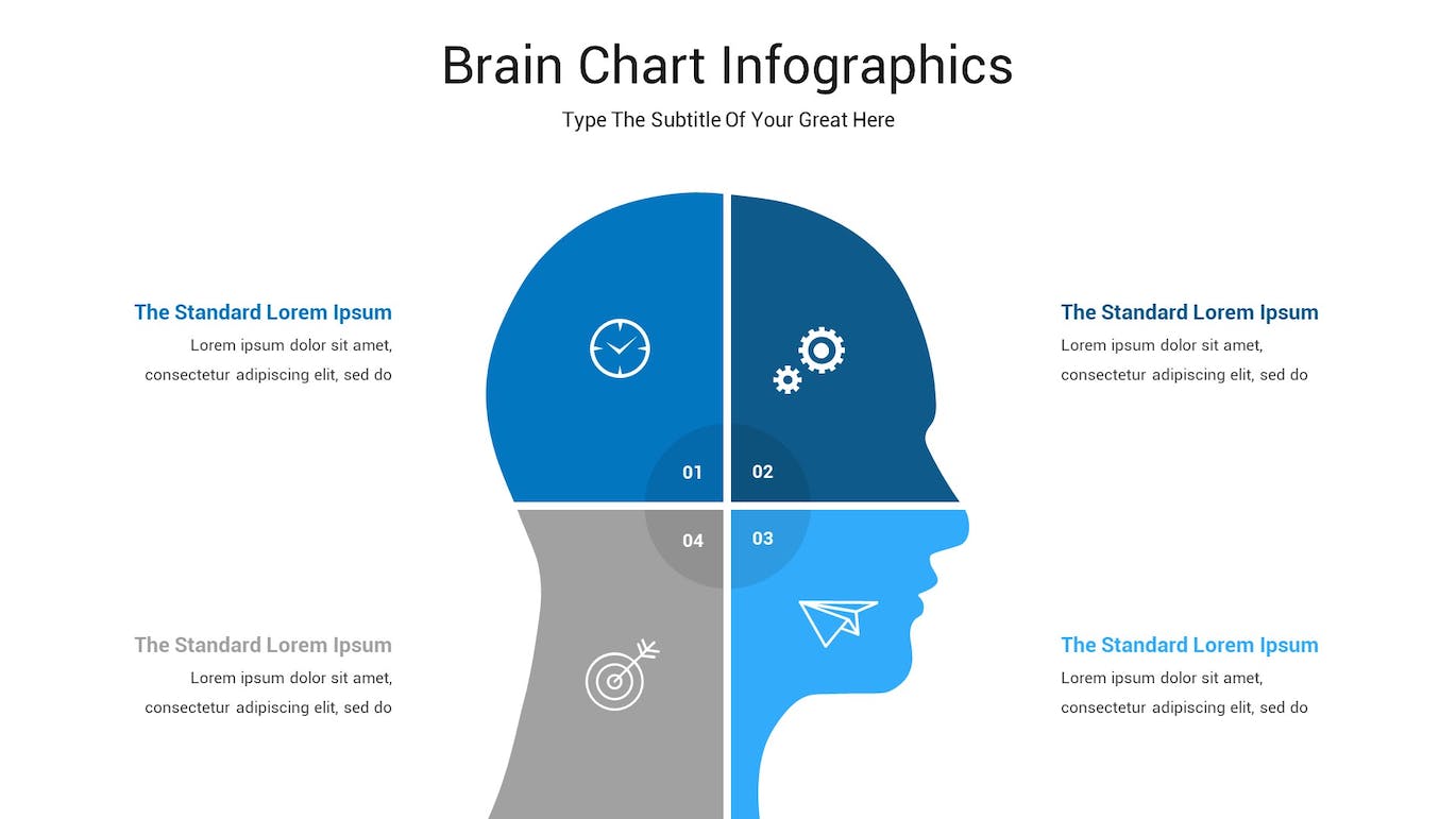 大脑图表数据展示ppt模板 (PPTX)