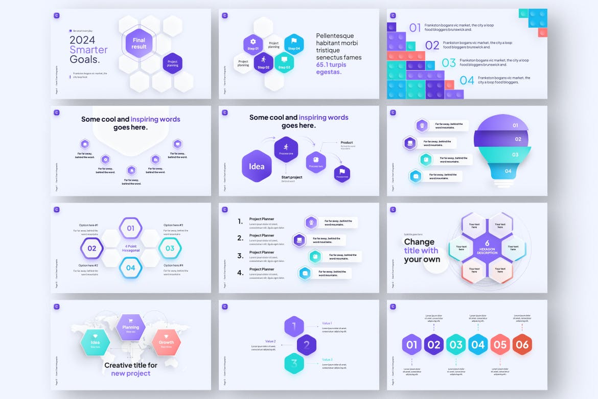 几何信息图表PPT模版 (PPTX)