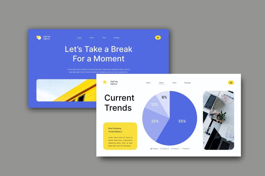 白蓝色数字营销演示 PPT模板 (PPT,PPTX)