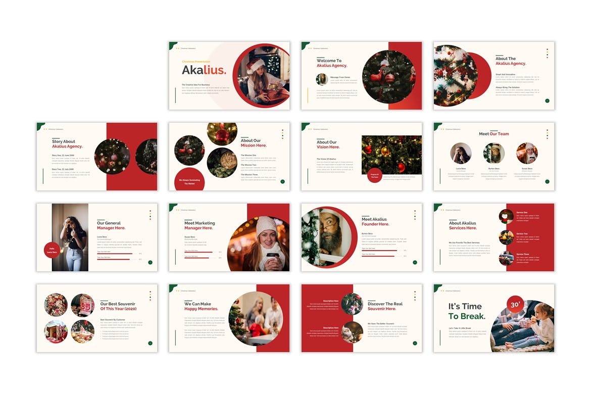 新年圣诞节风格的多用途powerpoint幻灯片演示模板（pptx）