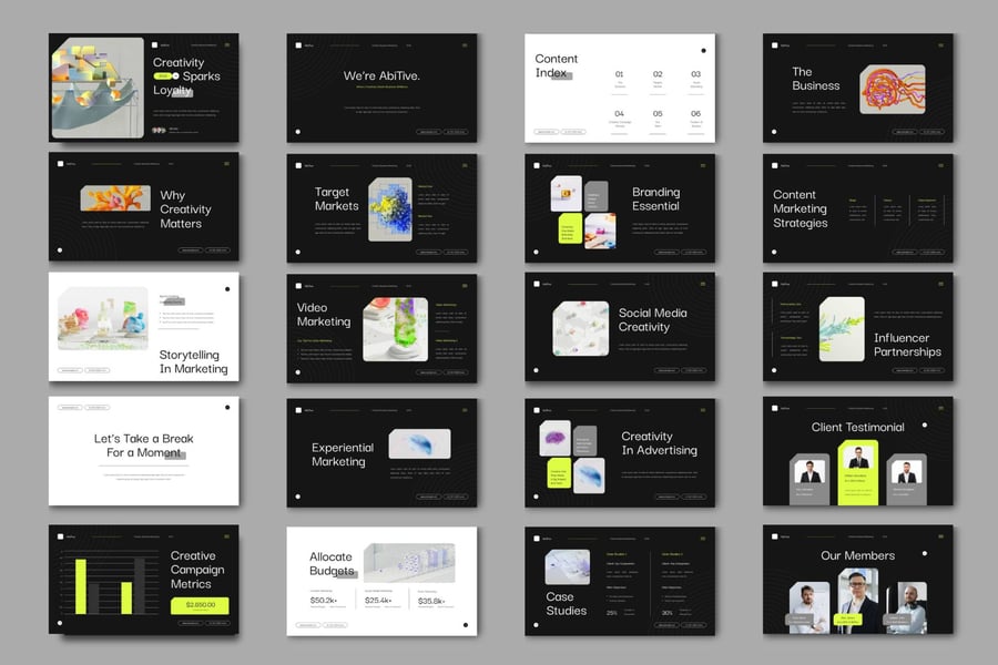黑白创意营销演示 PPT模板 (PPT,PPTX)