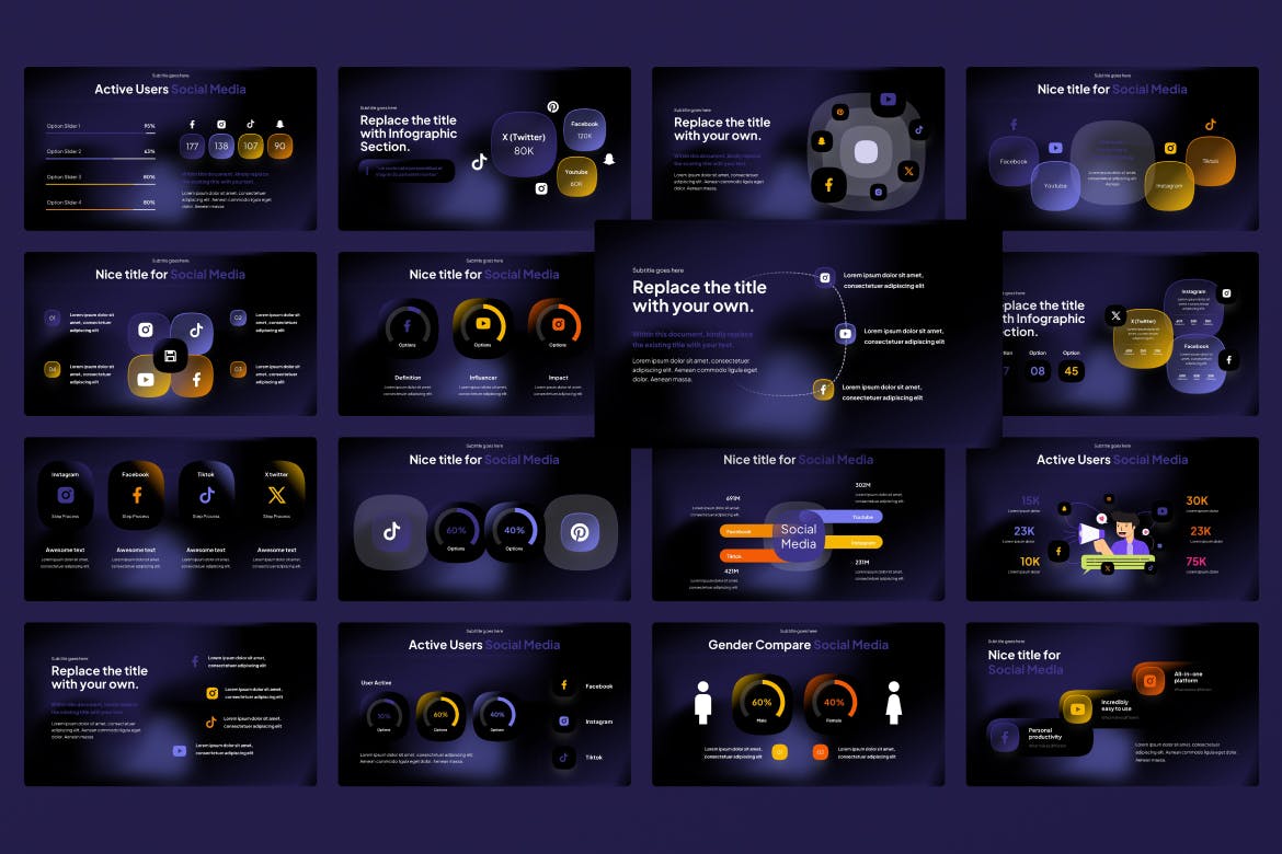 社交媒体 信息图表 PPT模版 (PPTX)