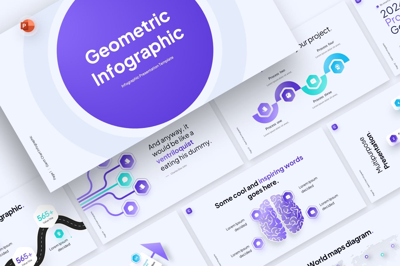 几何信息图表PPT模版 (PPTX)