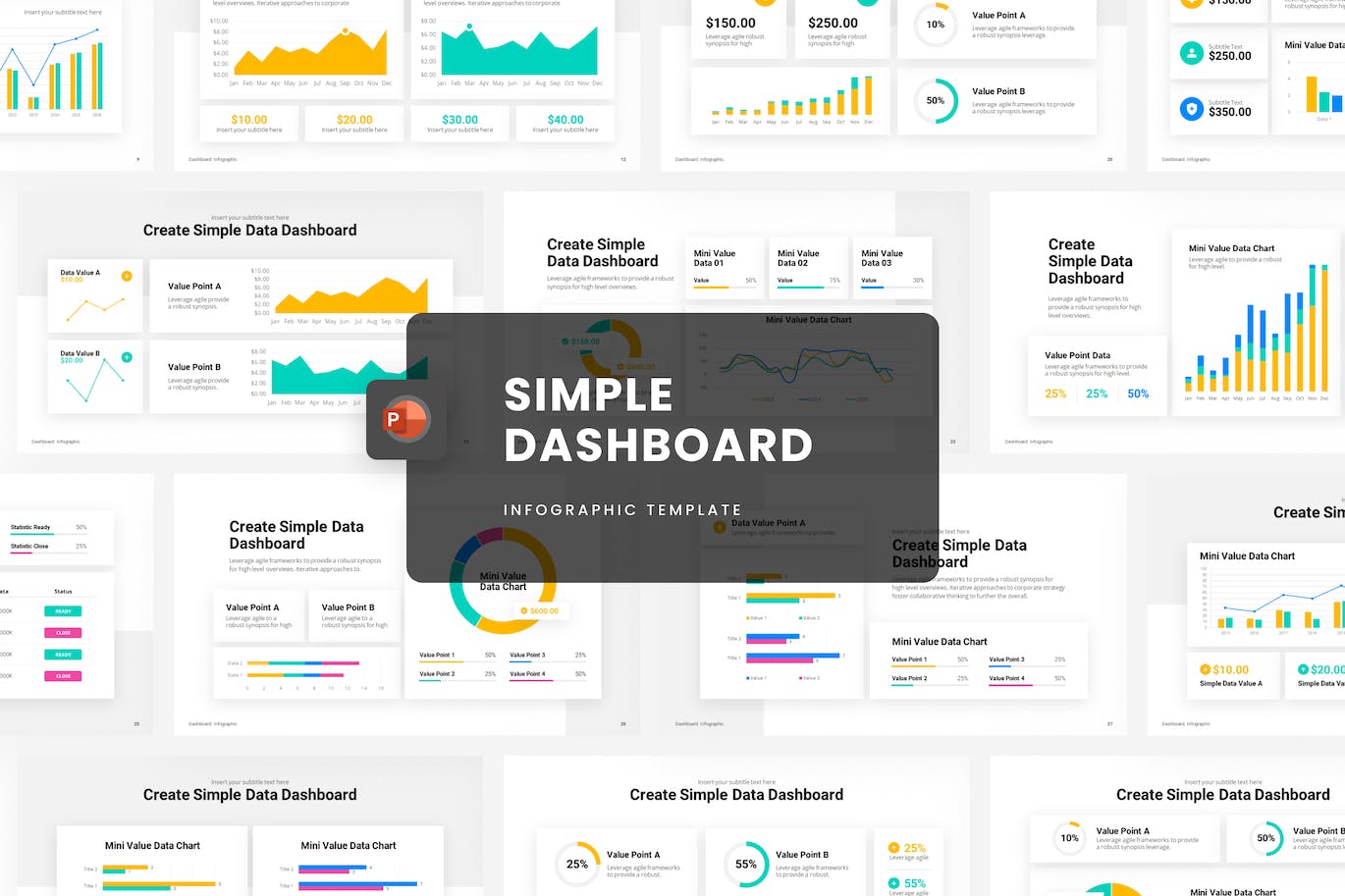 数据图表仪表板PPT模版 (PPTX)