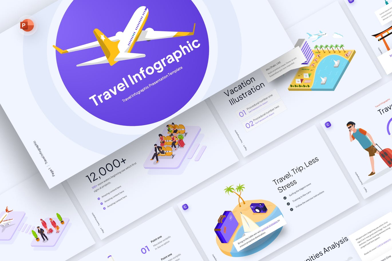 旅行信息图表PPT模版 (PPTX)