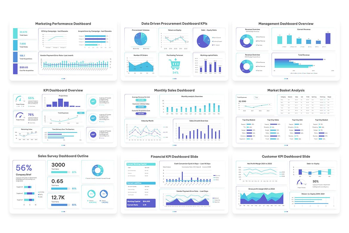 KPI-仪表板灯光模式 PPT模版 (PPTX)