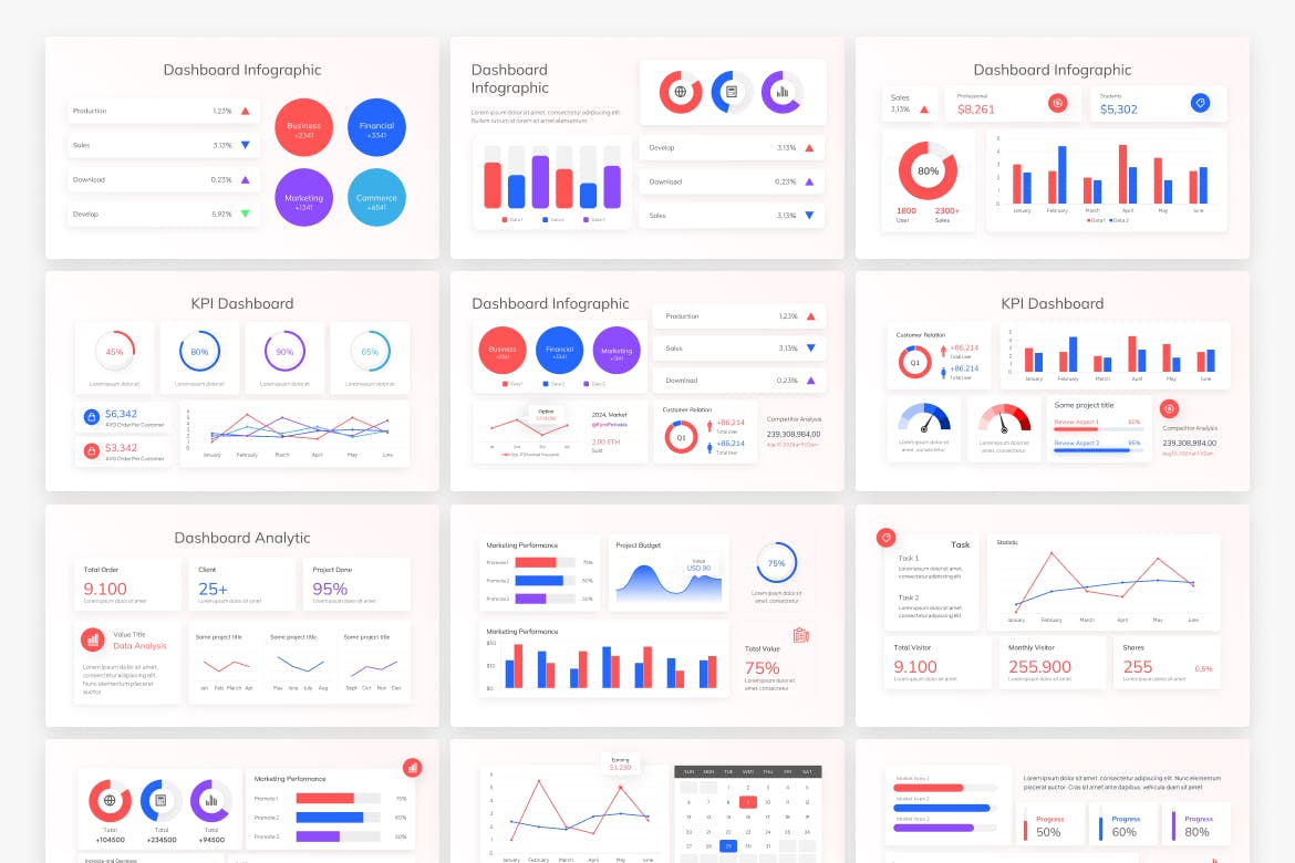 仪表板信息图PPT模版 (PPTX)