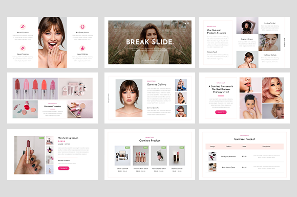 美容与化妆品主题PowerPoint幻灯片模板