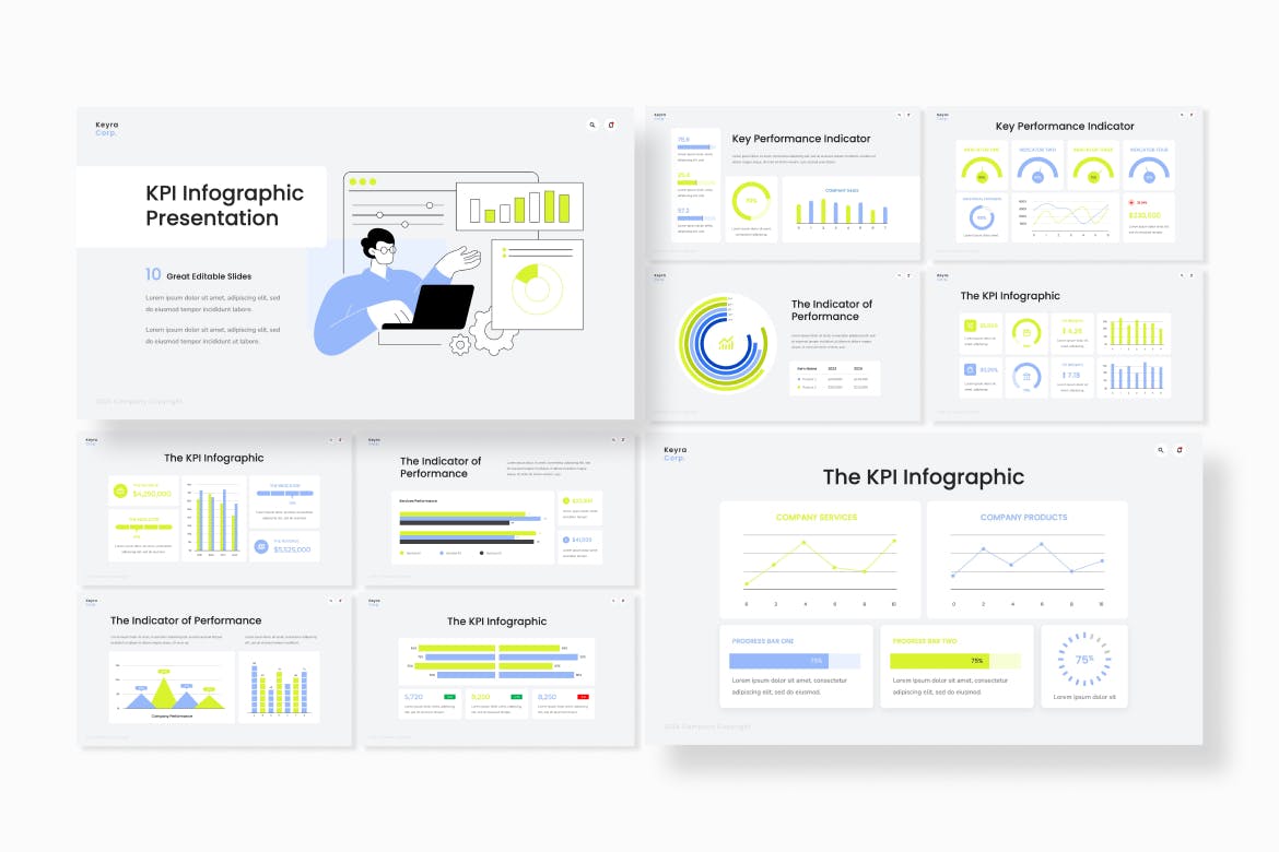 KPI 信息图表演示文稿 PPT模版 (PPTX)