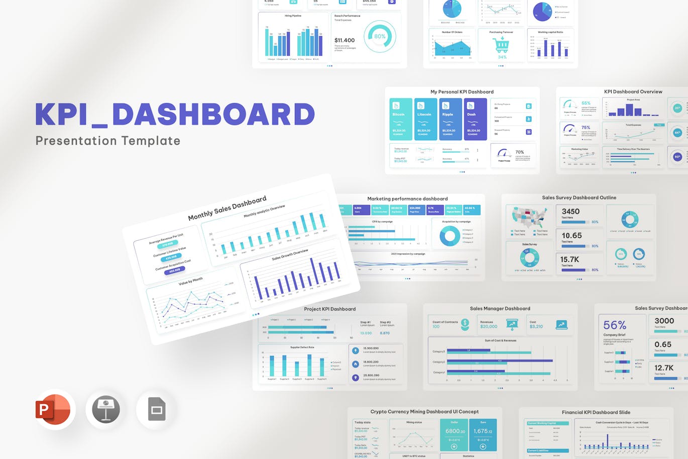 KPI-仪表板灯光模式 PPT模版 (PPTX)